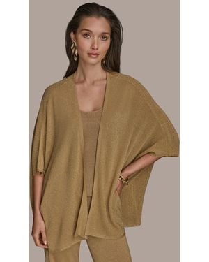 Donna Karan Metallic Open-front Cardigan - Brown