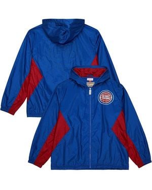 Mitchell & Ness Detroit Pistons Playmaker Full-zip Hooded Windbreaker Jacket - Blue