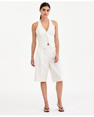 BarIII Pleated Bermuda Shorts - White