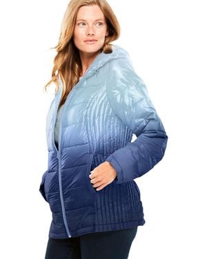 Woman Within Plus Size Packable Puffer Jacket - Blue