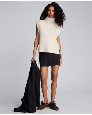 Kenneth Cole Fly Front Zip Mini Skirt - Black