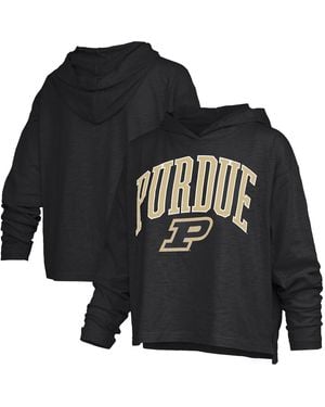 Pressbox Purdue Boilermakers Nelson Arch Over Logo Long Sleeve Hooded Slub T-shirt - Black