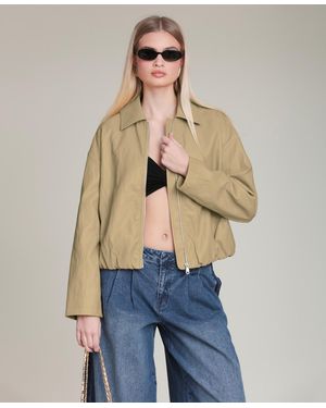 Avec Les Filles Draped Zip Jacket - Blue