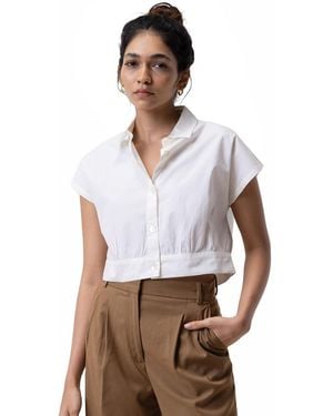 REISTOR Oversized Crop Shirt - White