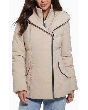 Guess Bibbed Shawl-collar Hooded Puffer Coat - Natural