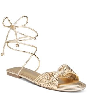 On 34th Jenniee Knot Lace-up Flat Sandals - Metallic