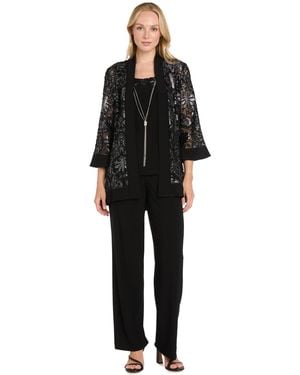 R & M Richards Petite Metallic Jacquard Mother Of The Bride Top - Black