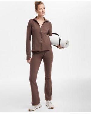 ID Ideology Soft Full Zip Jacket High Rise Flare leggings Exclusively At Macys - Multicolor