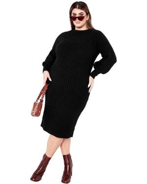 Avenue Plus Size Sasha Rib Dress - Black