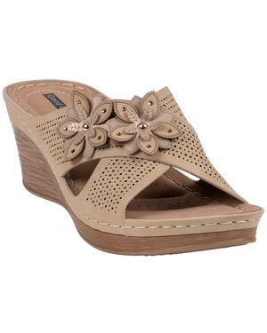 Gc Shoes Nylie Floral Slip-on Wedge Sandals - Brown