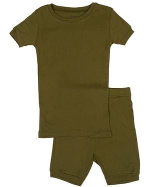 Leveret Toddler Matching Family Two Piece Cotton Short Sleeve Shirt And Shorts Pajamas - Green