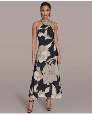 Donna Karan Floral Print A-line Long Dress - Multicolor