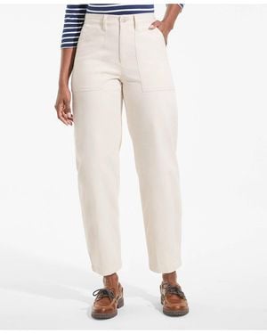Lands' End Chino High Rise Barrel Leg Utility Ankle Pants - Natural