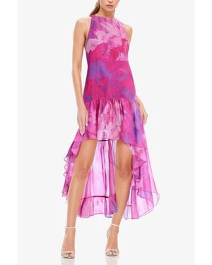 ONE33 SOCIAL The Lila Printed High Low Halter Gown - Pink