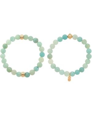 charged Stone Beaded Motif 2 Pieces Bracelet Set - Blue