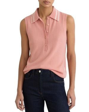 Reiss Wool-cashmere Sleeveless Polo Top - Blue