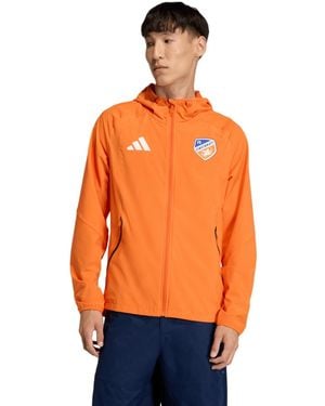 adidas Fc Cincinnati Tiro Travel Full-zip Hooded Windbreaker - Orange