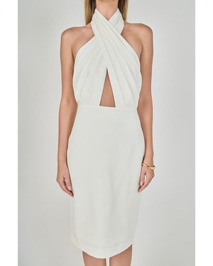 Endless Rose Draped Halter Midi Dress - White