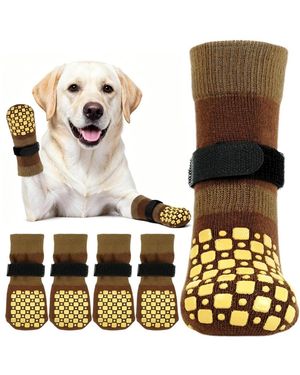 Kuoser Double-sided Grip Knit Paw Protection Socks For Dogs - Metallic