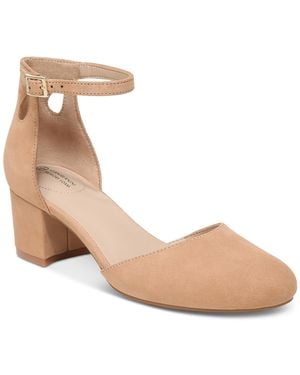 Giani Bernini Izzee Memory Foam Block Heel Dress Pumps - Natural