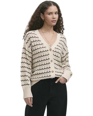 Finery London Alena Striped Crochet Cardigan - Natural