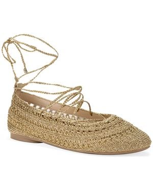 On 34th Lace Up Round Toe Flats - Metallic