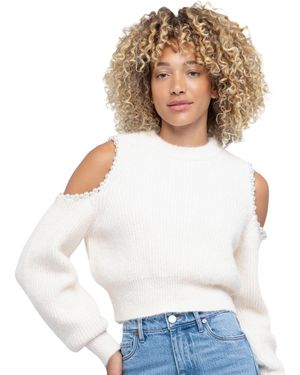Blank NYC Caught Your Eyes Cold-shoulder Crop Sweater - White