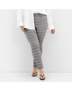 City Chic Plus Size Bengaline Check Pant - Gray