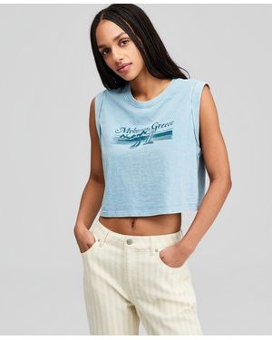 And Now This Graphic-print Muscle Tank Top - Blue