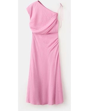 Mango Asymmetrical Bow Detail Dress - Pink