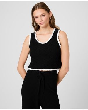 French Connection Sleeveless Scoop Neck Cotton Top - Black