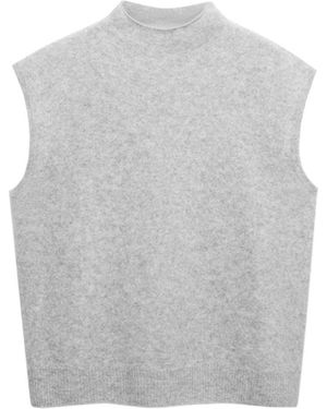 Mango Selection Mock-neck Sleeveless Vest - Gray