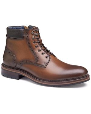 Johnston & Murphy Connelly Leather Plain Toe Boots - Brown