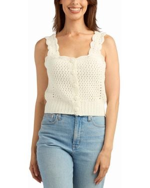 Bcx Crochet Scallop Sweater Top - Blue