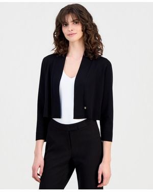 Anne Klein Open-front Shrug Cardigan - Black
