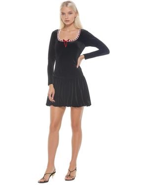 Alexia Admor Rach Velvet Scoop Neck Lace Insert Detail - Blue