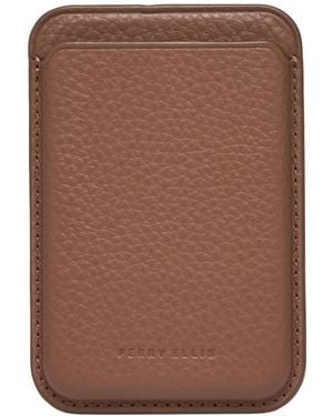Perry Ellis Magsafe Pebbled Leather Card Case - Brown