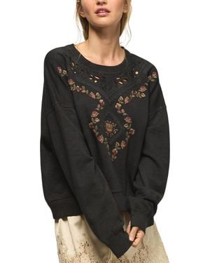 Lucky Brand Long-sleeve Crewneck Embroidered Sweatshirt - Black