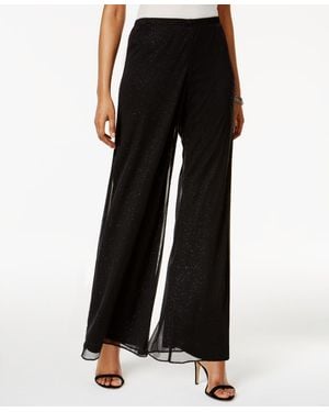 Msk Petite Mesh Sparkle Wide-leg Pants - Black