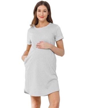 Hello Miss Maternity Short Sleeve T-shirt Dress - White