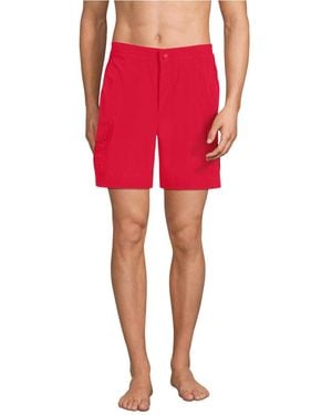Lands' End 7" Quick Dry Cargo Swim Short - Red