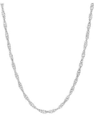 Italian Silver Solid Singapore Chain Necklace - White