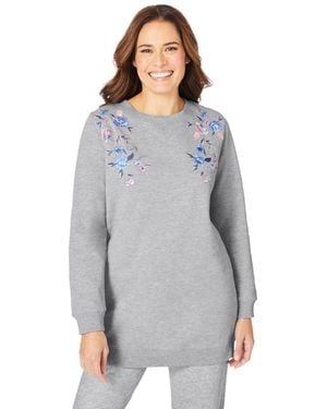 Woman Within Plus Size Within Fleece Sweatshirt - Gray