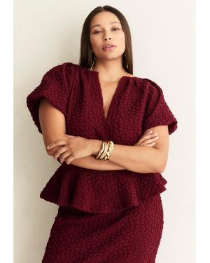 June + Vie June And Vie Textured Knit Peplum Top