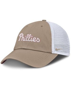 Nike And Khaki/white Philadelphia Phillies Club Trucker Adjustable Hat - Natural