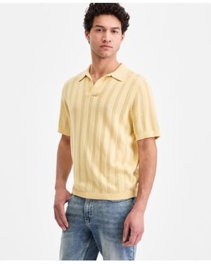 Sun & Stone Sun + Stone Mixed-stitch Johnny Collar Short-sleeve Sweater - Multicolor