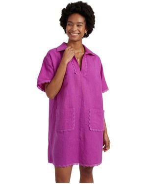 Chinti & Parker Chinti And Parker Linen-blend Scallop Tunic Dress - Purple
