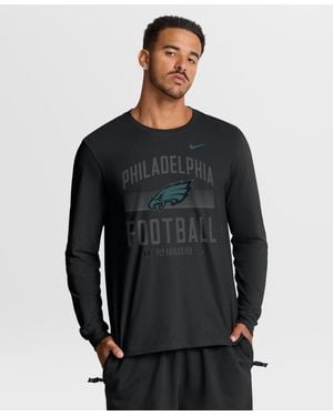 Nike Philadelphia Eagles Long-sleeve Screen-print Graphics T-shirt - Black