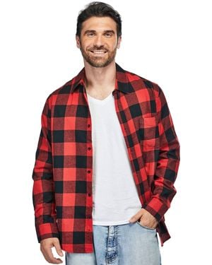 Braveman Button Down Classic Fit Flannel Shirt - Red
