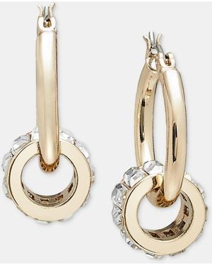 On 34th Glass Drop Hoop Earrings - Metallic